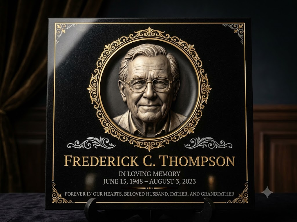 Placa conmemorativa con relieve 3D y grabado láser color